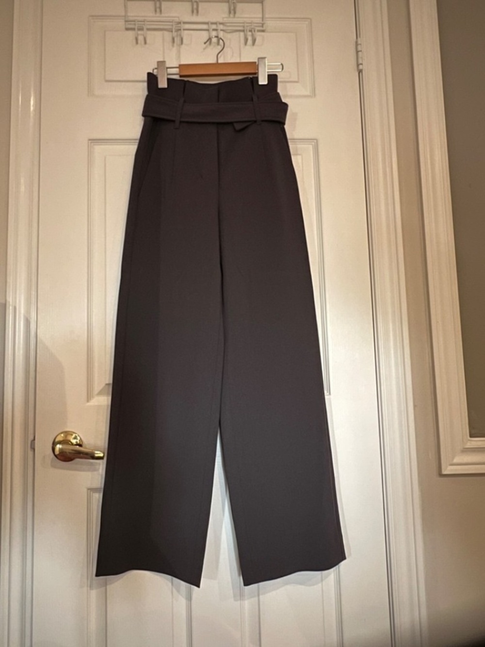 Aritzia Jermaine High Rise Charcoal Paperbag Wide Leg Pants